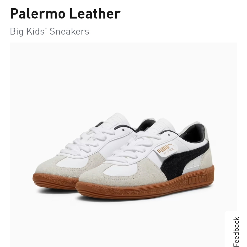 Puma Palermo Leather Kids' Sneakers - White, Black, and Brown